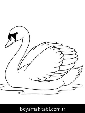 Kuğu boyama sayfası – okul öncesi, evde etkinlik