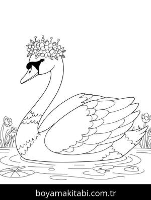 Kuğu boyama sayfası – keyifli zaman, renkli çizimler