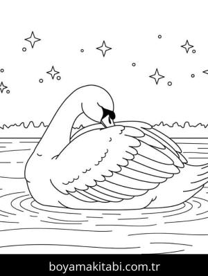 Kuğu boyama sayfası – sanatsal çalışma, çocuklar için