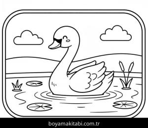 Kuğu boyama sayfası – çizgi film temalı, basit çizim