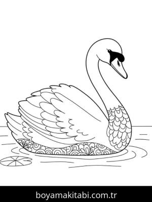 Kuğu boyama sayfası – yaratıcılığı geliştirir, keyifli zaman