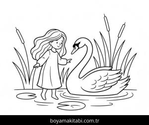 Kuğu boyama sayfası – boyama etkinliği, çocuk aktivitesi