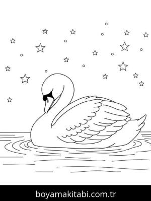 Kuğu boyama sayfası – sevimli karakter, sanatsal çalışma