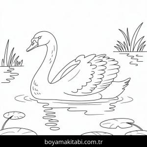 Kuğu boyama sayfası – yaratıcılık, eğlenceli etkinlik