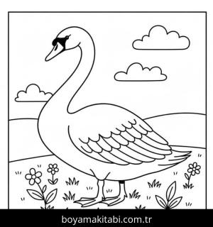 Kuğu boyama sayfası – boyama çalışması, yaratıcılığı geliştirir