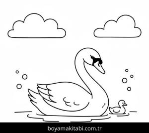 Kuğu boyama sayfası – el becerilerini geliştirir, boyama çalışması