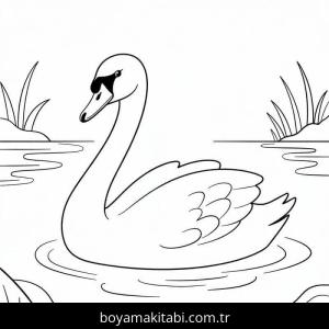 Kuğu boyama sayfası – el becerilerini geliştirir, boyama çalışması