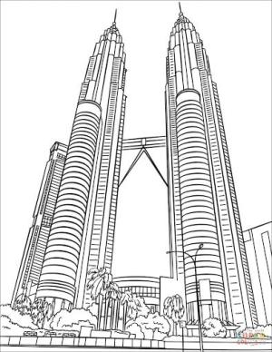 Kule boyama sayfası,  coloring page, Petronas İkiz Kuleleri, 