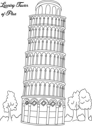 Kule boyama sayfası,  coloring page, Leaning Tower Of Pisa, 