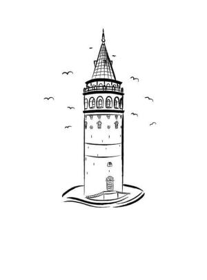 Kule boyama sayfası,  coloring page, Galata Kulesi, 