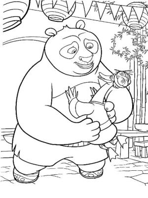 Kung Fu Panda boyama sayfası,  coloring page, Po With Mr. Ping, 