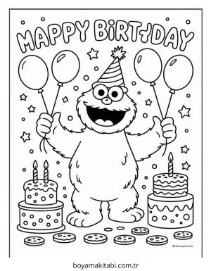 Kurabiye Canavarı boyama sayfası – çocuk aktivitesi, PDF indir