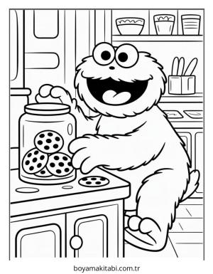 Kurabiye Canavarı boyama sayfası – eğitici aktivite, yaratıcılık