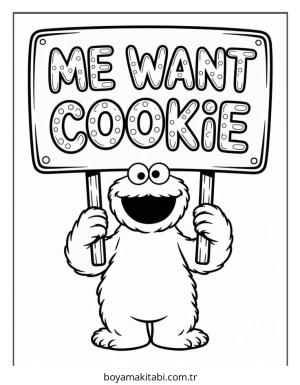 Kurabiye Canavarı boyama sayfası – kolay boyama, eğitici aktivite