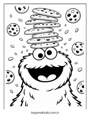 Kurabiye Canavarı boyama sayfası – keyifli zaman, renkli çizimler