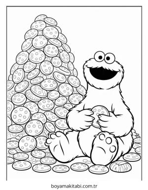 Kurabiye Canavarı boyama sayfası – sevimli karakter, sanatsal çalışma