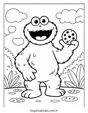 Kurabiye Canavarı boyama sayfası – basit çizim, kolay boyama