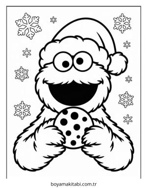 Kurabiye Canavarı boyama sayfası – çizgi film temalı, basit çizim