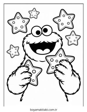 Kurabiye Canavarı boyama sayfası – okul öncesi, evde etkinlik