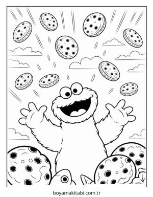 Kurabiye Canavarı boyama sayfası – çocuk aktivitesi, PDF indir