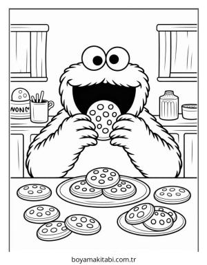 Kurabiye Canavarı boyama sayfası – eğlenceli etkinlik, el becerilerini geliştirir