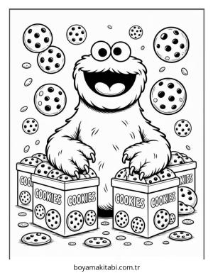 Kurabiye Canavarı boyama sayfası – basit çizim, kolay boyama