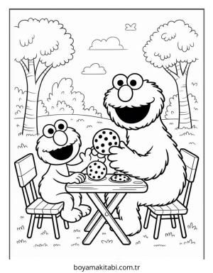 Kurabiye Canavarı boyama sayfası – boyama etkinliği, çocuk aktivitesi