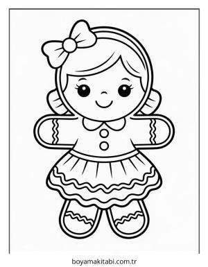 Kurabiye boyama sayfası – sevimli karakter, sanatsal çalışma