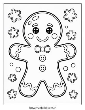 Kurabiye boyama sayfası – çizgi film temalı, basit çizim