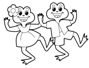 Kurbağa boyama sayfası, coloring page, Dans Eden Kurbağalar,