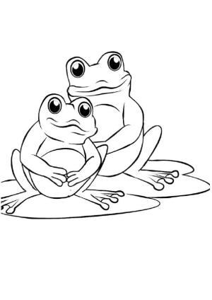 Kurbağa boyama sayfası, coloring page, Anne ve Bebek Kurbağa,