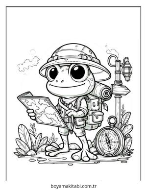 Kurbağa boyama sayfası – basit çizim, kolay boyama