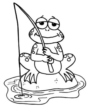 Kurbağa boyama sayfası,  coloring page, Oltalı kurbağa., 