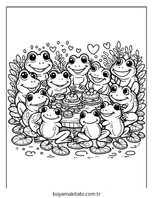 Kurbağa boyama sayfası – sevimli karakter, sanatsal çalışma