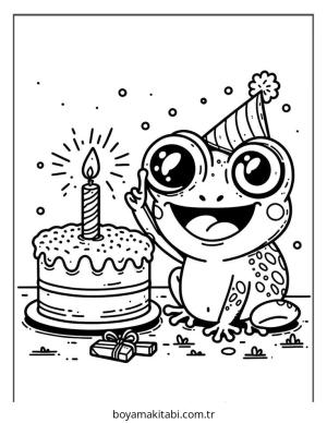 Kurbağa boyama sayfası – çizgi film temalı, basit çizim