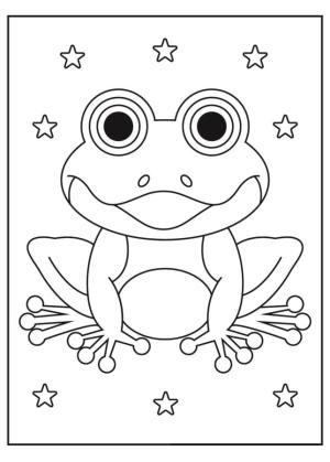 Kurbağa boyama sayfası,  coloring page, Yıldızlar arasında kurbağa., 