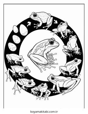 Kurbağa boyama sayfası – kolay boyama, eğitici aktivite