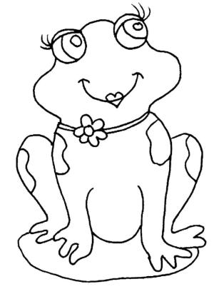 Kurbağa boyama sayfası, coloring page, Boynunda çiçek olan güzel bir kurbağa.,