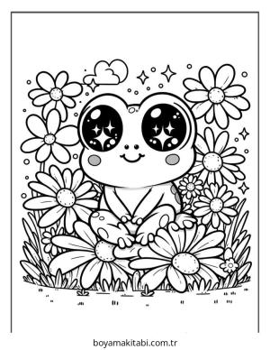 Kurbağa boyama sayfası – el becerilerini geliştirir, boyama çalışması