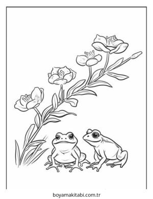 Kurbağa boyama sayfası – keyifli zaman, renkli çizimler