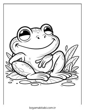 Kurbağa boyama sayfası – renkli çizimler, okul öncesi