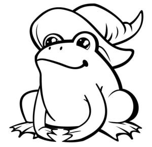 Kurbağa boyama sayfası, coloring page, Cadı Şapkalı Kurbağa,