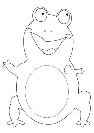 Kurbağa boyama sayfası,  coloring page, Kurbağa gülümser., 