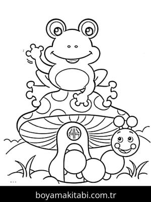 Kurbağa boyama sayfası – çizgi film temalı, basit çizim