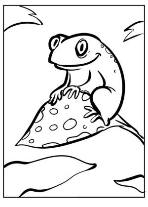 Kurbağa boyama sayfası, coloring page, Benekli bir yaprak üzerinde kurbağa.,