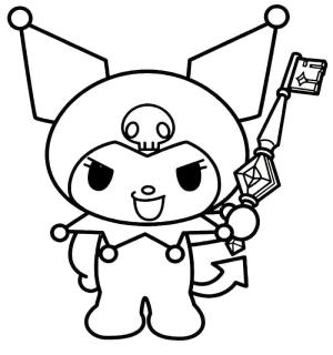 Kuromi boyama sayfası,  coloring page, Kuromi ve bir anahtar, 