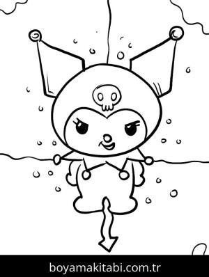 Kuromi boyama sayfası – basit çizim, kolay boyama