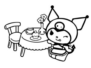 Kuromi boyama sayfası,  coloring page, Kuromi Evde, 