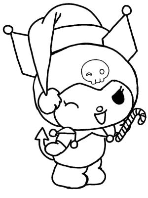 Kuromi boyama sayfası,  coloring page, Noel’de Kuromi, 