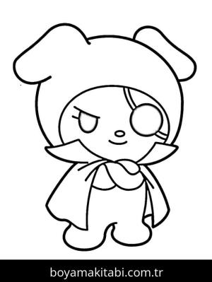 Kuromi boyama sayfası – sevimli karakter, sanatsal çalışma